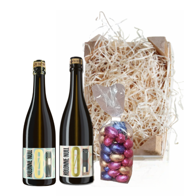 Kolonne Null Alcoholvrij Paaspakket Sparkling White & Rosé 37,5CL met Paaseitjes