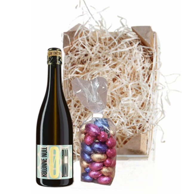Kolonne Null Alcoholvrij Paaspakket Sparkling White 37,5CL met Luxe Paaschocolade