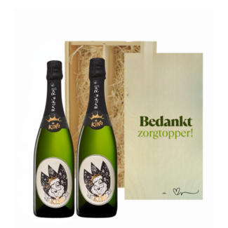 Gepersonaliseerde kist met 2 flessen Bubbels voor de Dag van de Zorg