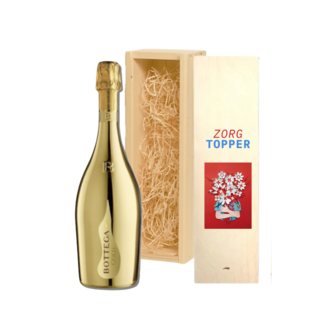 Bottega Gold in geschenkkist met bedrukking voor de Dag van de Zorg
