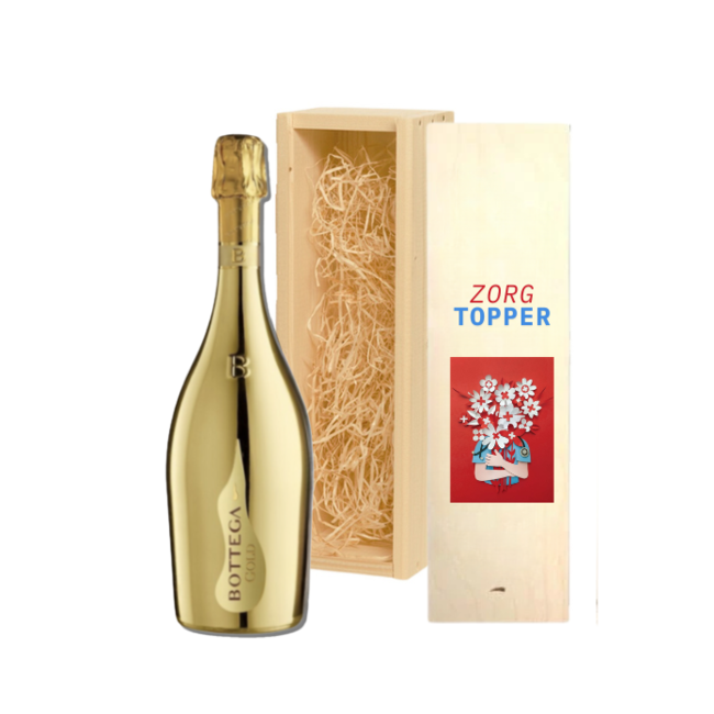 Bottega Gold in geschenkkist met bedrukking voor de Dag van de Zorg