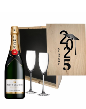  Gepersonaliseerde Geslaagd kist met Champagne en 2 glazen