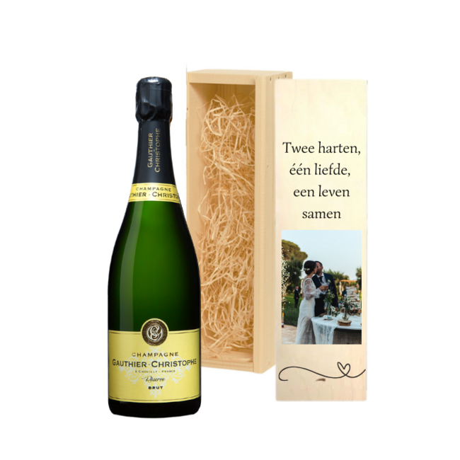 Bruiloft Cadeau – Champagne in Gepersonaliseerde Kist