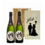 Gepersonaliseerde kist met 2 flessen Bubbels als bruiloftscadeau