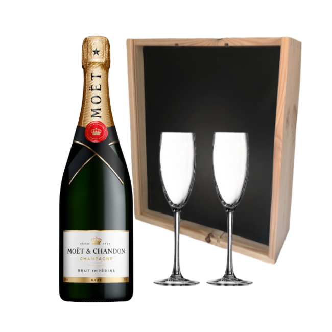 Moët & Chandon Brut Impérial in Geschenkkist + 2 flutes 75CL