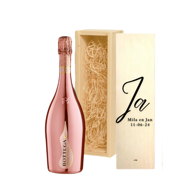 Bottega in geschenkkist met bedrukking voor Bruiloft