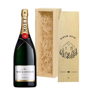 Magnum Champagne in Gegraveerde Kist – Cadeau voor een Nieuw Huis