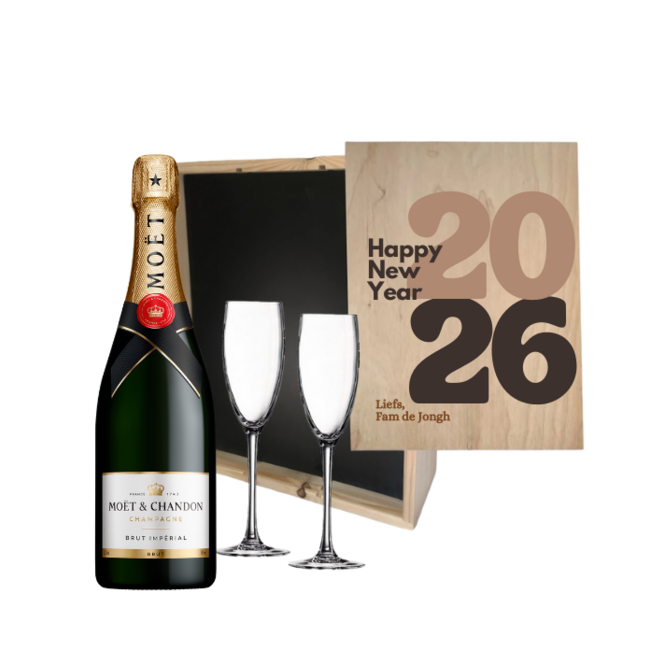 Gepersonaliseerde kist met 2 glazen - Oud & Nieuw