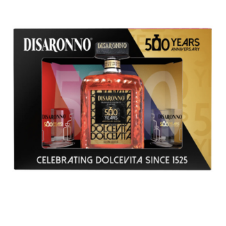Disaronno Amaretto 500 Year Holiday With Two Glasses