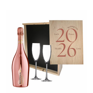 Bottega Gold in geschenkkist met 2 glazen en bedrukking