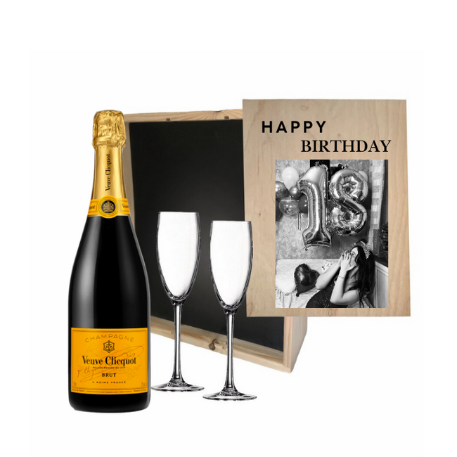 Champagne Felicitatie Cadeau in Luxe Houten Kist