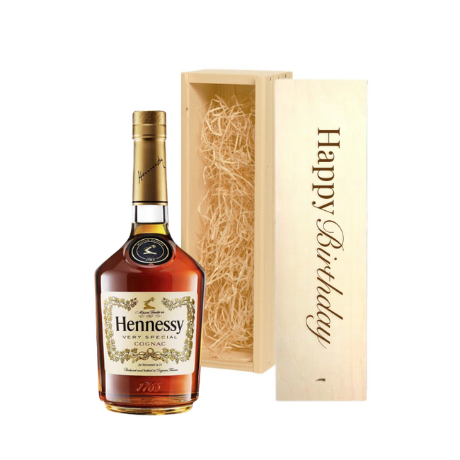 Verjaardagscadeau met Hennessy in Gepersonaliseerde Kist
