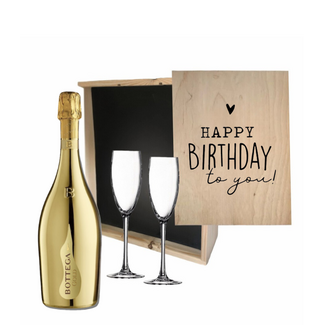 Bottega Gold in Geschenkkist met 2 Glazen – Gefeliciteerd met Bedrukking