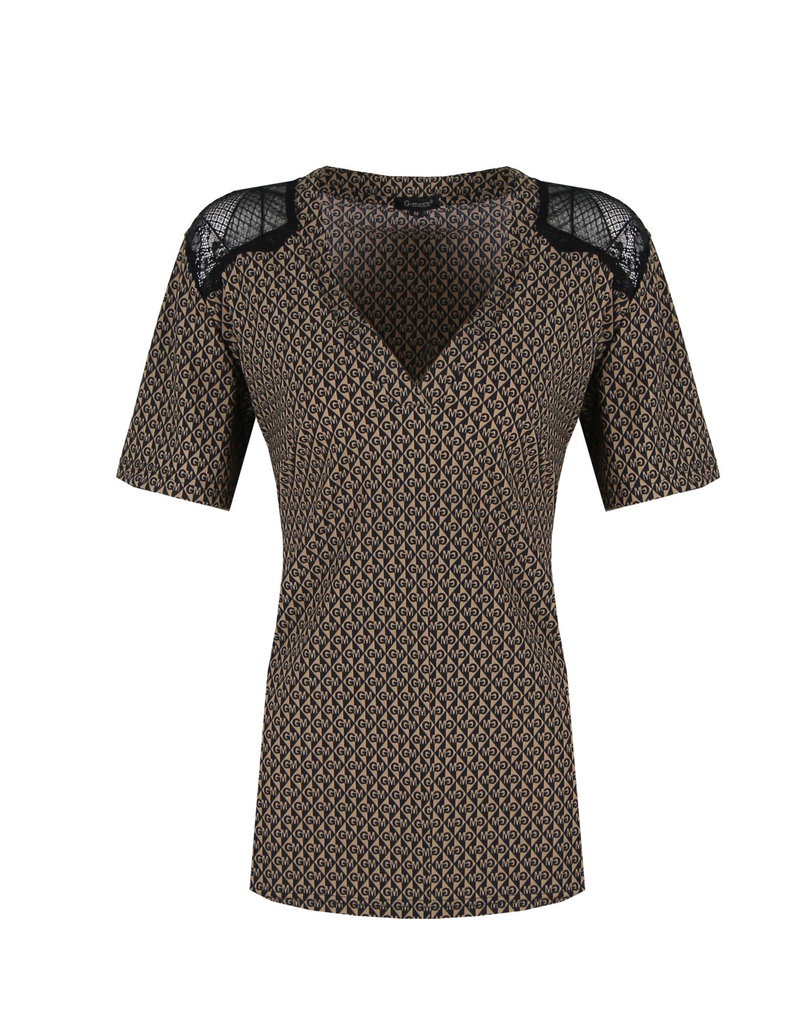 G-Maxx G-Maxx Chelsey Top zwart/camel