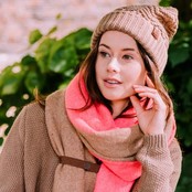 Sjaal Fem twin roze /camel