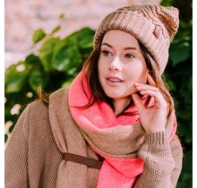 Sjaal Fem twin roze /camel