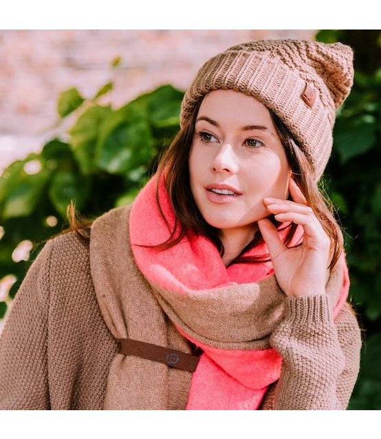 Sjaal Fem twin roze /camel