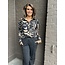 Blouse Demy Print Beige/Zwart