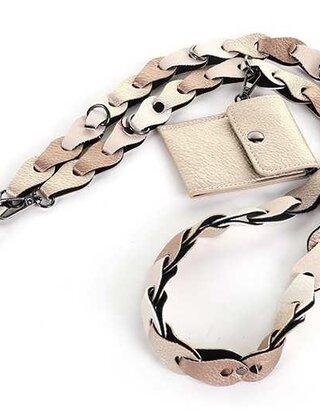 Telefoonkoord en tassen koord met portemonnee Jip Champagne