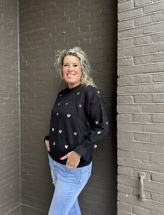 Trui Sparkle Hartjes Zwart