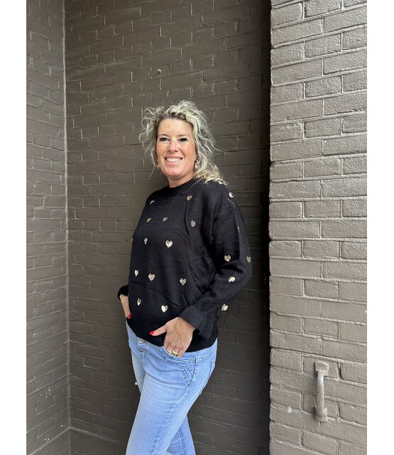 Trui Sparkle Hartjes Zwart Trui Sparkle Hartjes Zwart