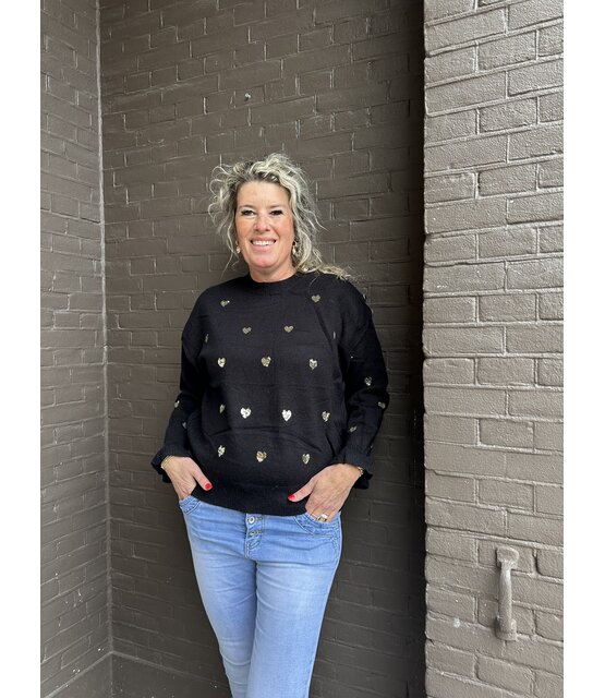 Trui Sparkle Hartjes Zwart Trui Sparkle Hartjes Zwart