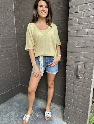 Top Linda Glitter Geel