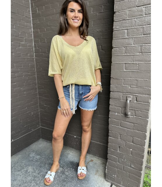 Top Linda Glitter Geel