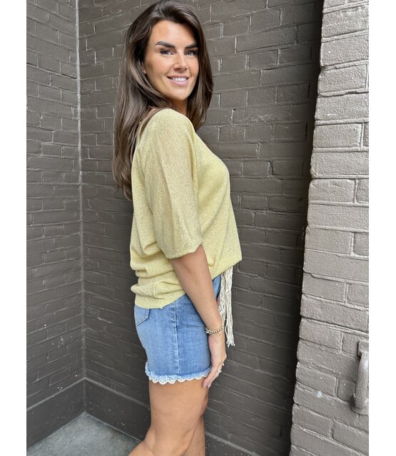 Top Linda Glitter Geel