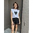 T-shirt heart wit/zwart