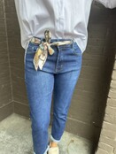 Jeans Mom Blauw + sjaalriem