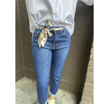 Jeans Mom Blauw + sjaalriem