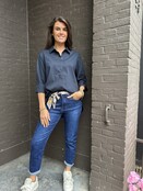 Jeans Mom Blauw + sjaalriem