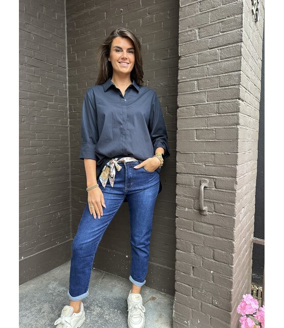 Jeans Mom Blauw + sjaalriem