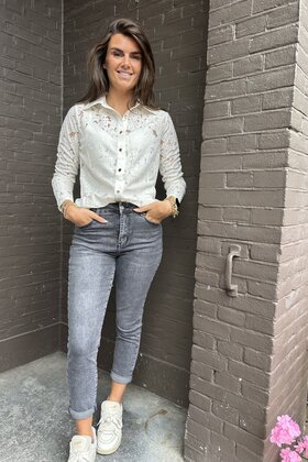 Jeans Mom Grijs