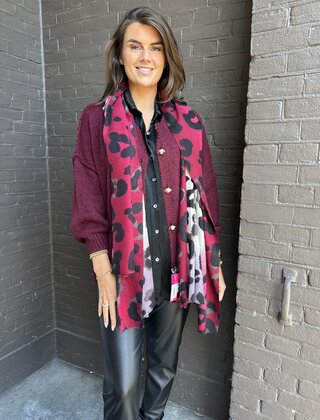 Sjaal leo bordeaux