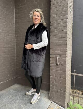 Bodywarmer Fluffy Zwart