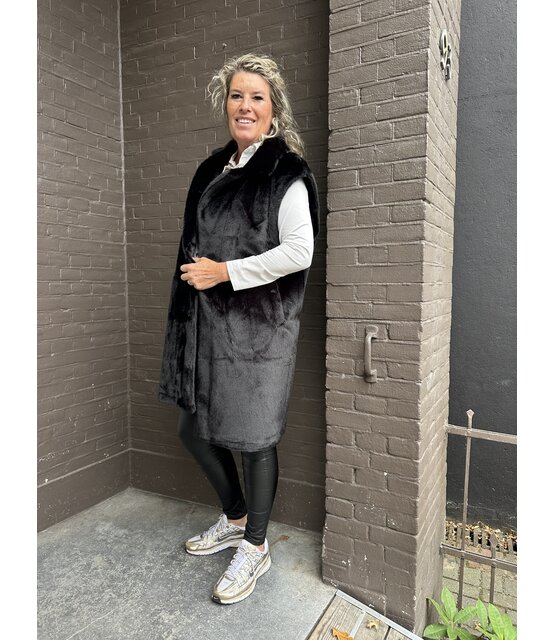 Bodywarmer Fluffy Zwart