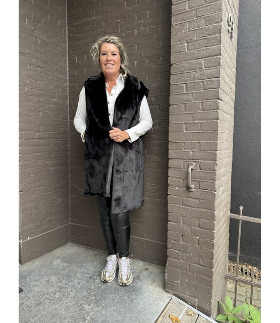 Bodywarmer Fluffy Zwart