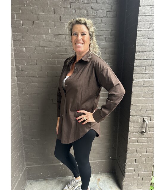 Blouse Basic Long Bruin