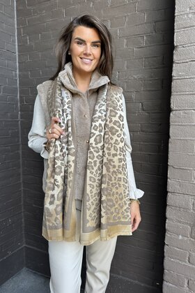 Sjaal Panter Taupe/Goud
