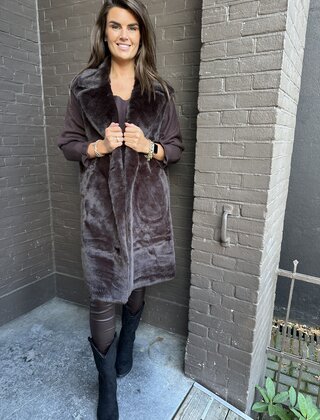 Bodywarmer fluffy Bruin