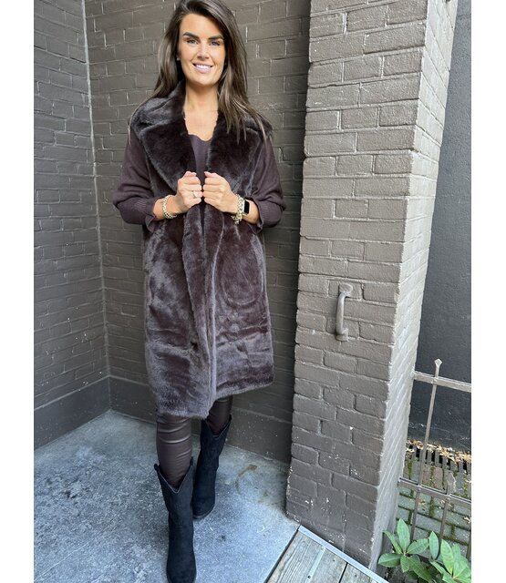 Bodywarmer fluffy Bruin
