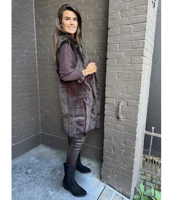 Bodywarmer fluffy Bruin