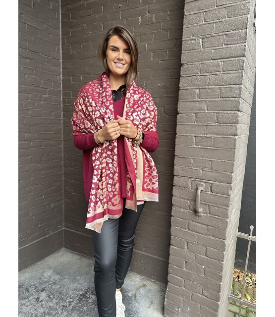 Sjaal Panter Bordeaux/Goud