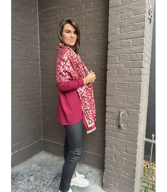 Sjaal Panter Bordeaux/Goud