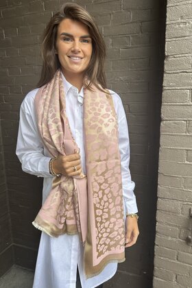 Sjaal Panter Lichtroze/goud
