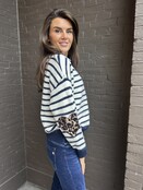 Trui Stripes off-white/donkerblauw