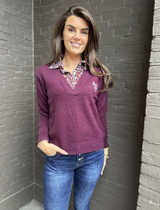 Trui Flower Bordeaux