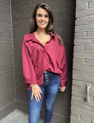Blouse Hart Studs Bordeaux